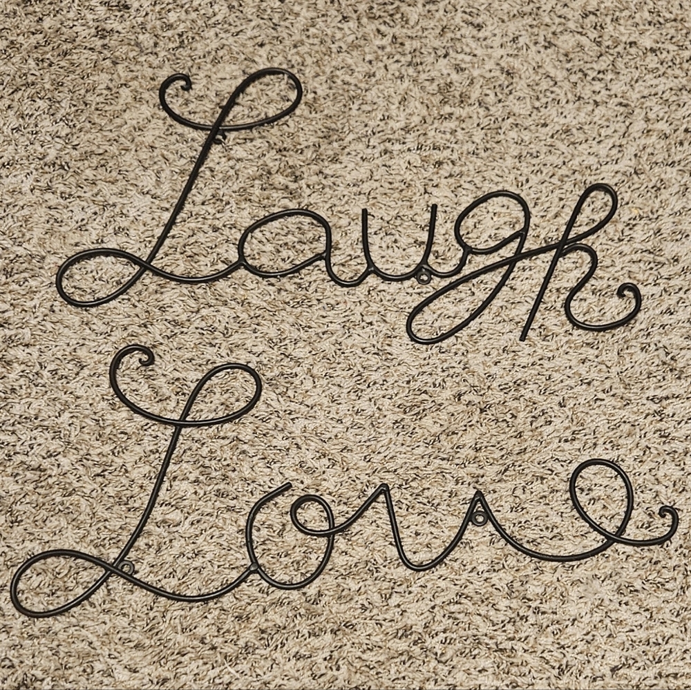 Black Wall Decor Art with Elegant Cursive Design 'Laugh' & 'Love'
